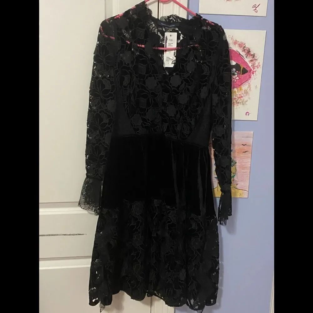 CYNTHIA VELVET LACE MIX DRESS - Picture 8 of 10